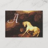 Het witte paard met een leeuwemonogram visitekaartje (Achterkant)