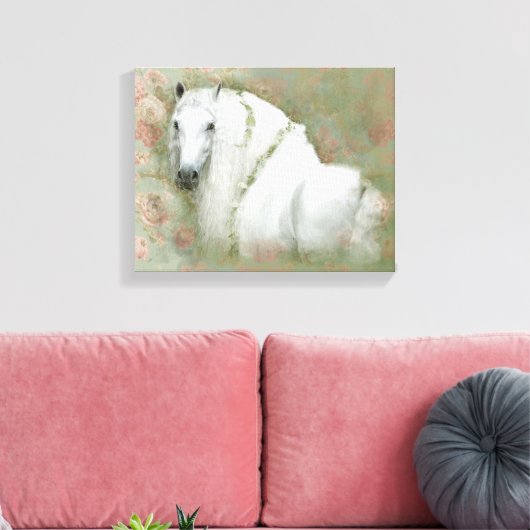 Het witte paard - omwikkeld canvas (Insitu (Woonkamer))