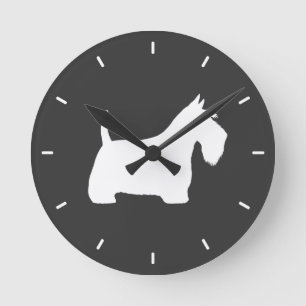 Het witte Schotse Silhouet van Terrier Ronde Klok