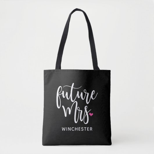 Het witte script van Future Mrs. (Jouw naam) Tote Bag (Voorkant)