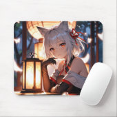 Het witte vossenmeisje Mousepad Muismat (Met muis)
