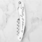 Het witte zwarte script van het bruidspaar kurkentrekker (Voorkant)