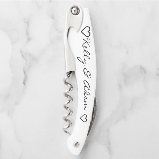 Het witte zwarte script van het bruidspaar kurkentrekker (Voorkant)