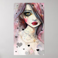 Het woedende meisje Gothic Fantasy Art