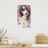 Het woedende meisje Gothic Fantasy Art Poster (Keuken)