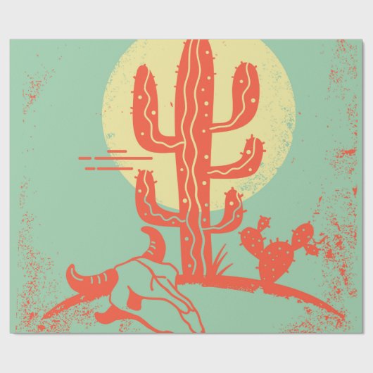 Het woestijnlandschap met Cactuses en de koe sched Cadeaupapier (Vlak)