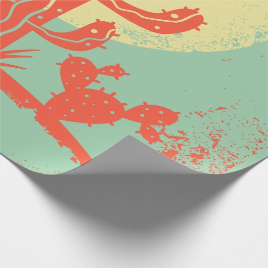 Het woestijnlandschap met Cactuses en de koe sched Cadeaupapier (Hoek)