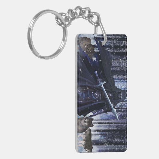 HET WOLF-VERPAKKINGSLEDER SLEUTELHANGER (Voorkant Links)