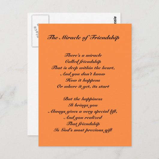 Het wonder van de vriendschap Briefkaart (Voorkant / Achterkant)