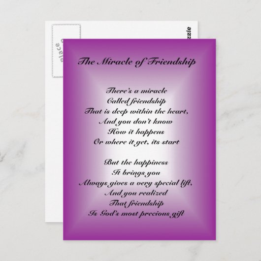 Het wonder van de vriendschap briefkaart (Voorkant / Achterkant)