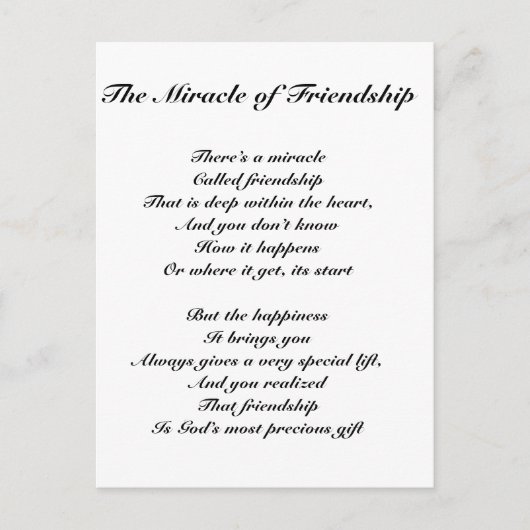Het wonder van de vriendschap briefkaart (Voorkant)