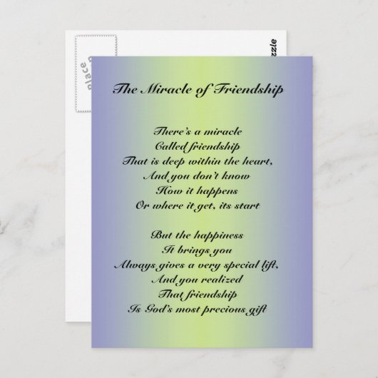 Het wonder van de vriendschap Briefkaart (Voorkant / Achterkant)