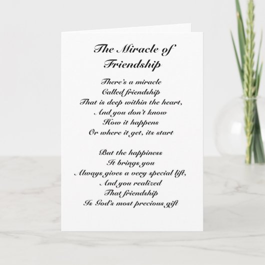 Het wonder van de vriendschap kaart (Voorkant)