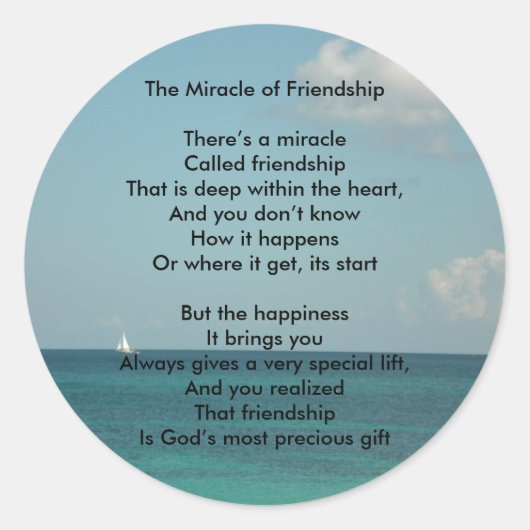 Het wonder van de vriendschap ronde sticker (Voorkant)