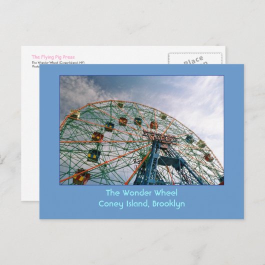 Het Wonder Wheel (Coney Island, NY) briefkaart (Voorkant / Achterkant)