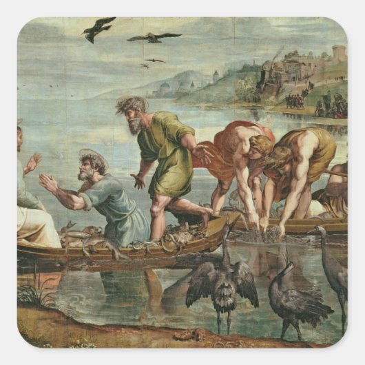 Het wonderbaarlijke ontwerp van de visserij (carto vierkante sticker (Voorkant)