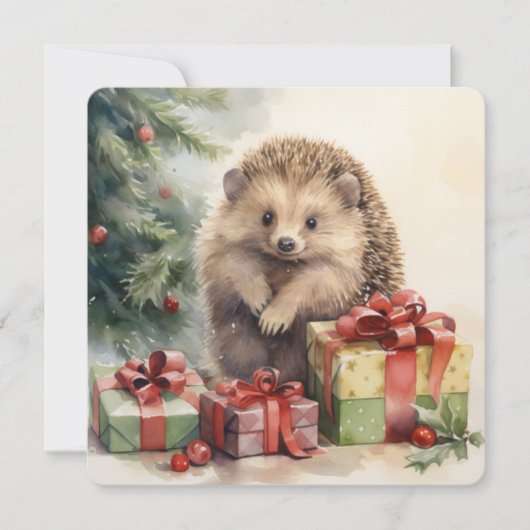 Het Woodlawn Collectie: Kerst Hedgehog Feestdagenkaart (Voorkant)
