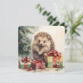 Het Woodlawn Collectie: Kerst Hedgehog Feestdagenkaart (Staand voorkant)