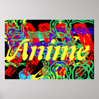 het woord Anime met een splash of Color