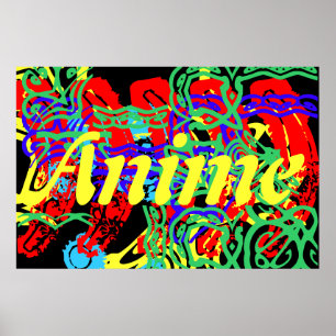 het woord Anime met een splash of Color Poster