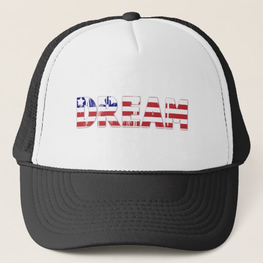 Het woord "Dream" met Amerikaanse vlag Trucker Pet (Voorkant)