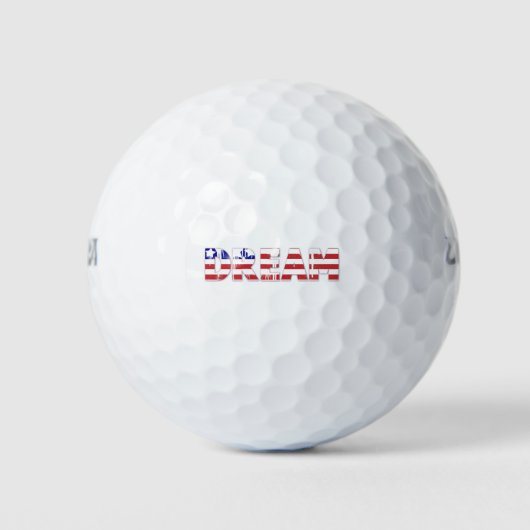 Het woord "Droom" met Amerikaanse vlag Golfballen (Voorkant)
