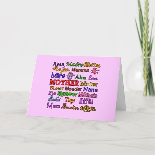 Het woord moeder in vele talen kaart (Voorkant)