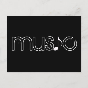 het woord muziek briefkaart