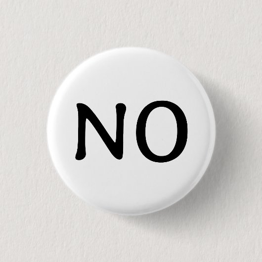 Het woord no statement tekst minimalistisch zwart  ronde button 3,2 cm (Voorkant)