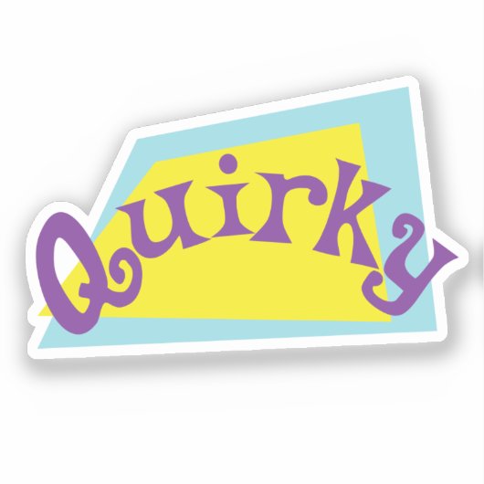 Het woord Quirky in retro vormen en kleuren Sticker (Voorkant)