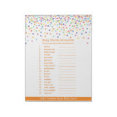 Het Woord Scramble Confetti Baby shower Game Notitieblok (Linkerzijde)