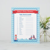 Het Woord Scramble Nautical Theme Baby shower (Staand voorkant)