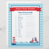 Het Woord Scramble Nautical Theme Baby shower (Voorkant / Achterkant)