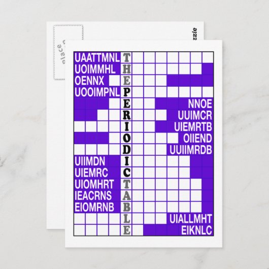 Het woord scramble van het periodiek systeem briefkaart (Voorkant / Achterkant)