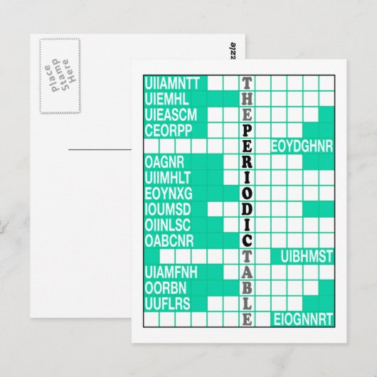 Het woord scramble van het periodiek systeem briefkaart (Voorkant / Achterkant)
