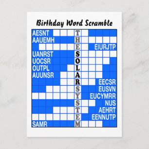 Het woord scramble van het zonnestelsel briefkaart