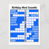 Het woord scramble van het zonnestelsel briefkaart (Voorkant)