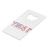 Het woord "Trust" met Amerikaanse vlag Creditkaart Flessenopener (Voorkant Gekanteld)