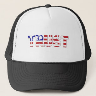 Het woord "Trust" met Amerikaanse vlag Trucker Pet