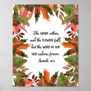 Het woord van onze God, Isaiah 40:8, Waterverf Poster