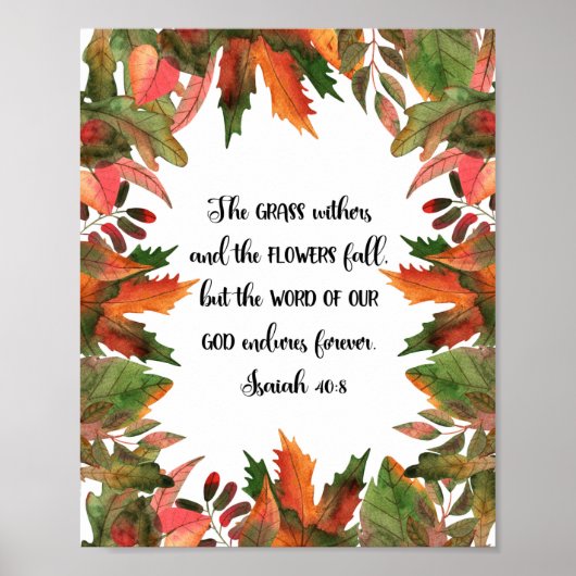 Het woord van onze God, Isaiah 40:8, Waterverf Poster (Voorkant)
