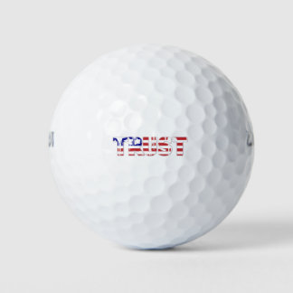 Het woord "Vertrouwen" met Amerikaanse vlag Golfballen