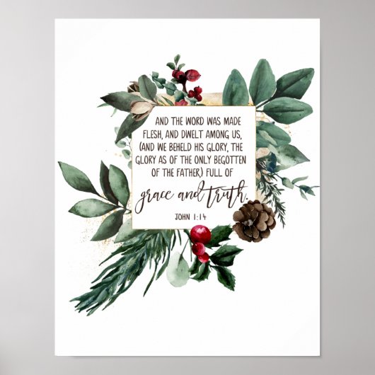 Het woord werd Flesh, John 1:14, Kerstmis Poster (Voorkant)