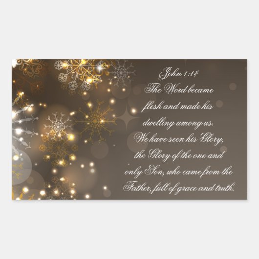 Het woord werd vlees bijbel vers, Johannes 1:14 Rechthoekige Sticker (Voorkant)