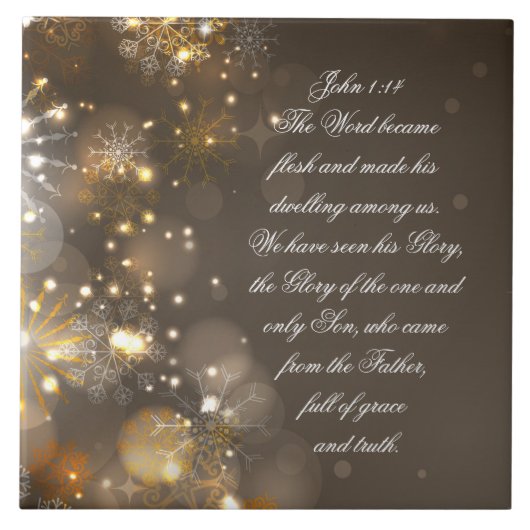 Het Woord werd vlees Bijbelvers Johannes 1:14 Tegeltje (Voorkant)