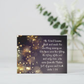 Het woord wordt Flesh Bijbel Verse John 1:14 Aange Feestdagenkaart (Staand voorkant)