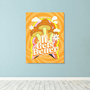 Het wordt beter Goede Vibes & Groovy Voelt Aange Canvas Afdruk
