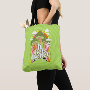 Het wordt beter Goede Vibes & Groovy Voelt Aange Tote Bag