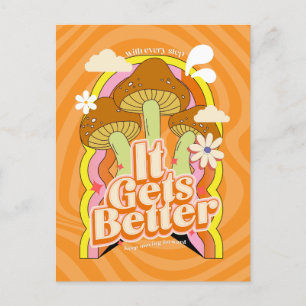 Het wordt beter Goede Vibes & Retro Groovy Voelt Briefkaart