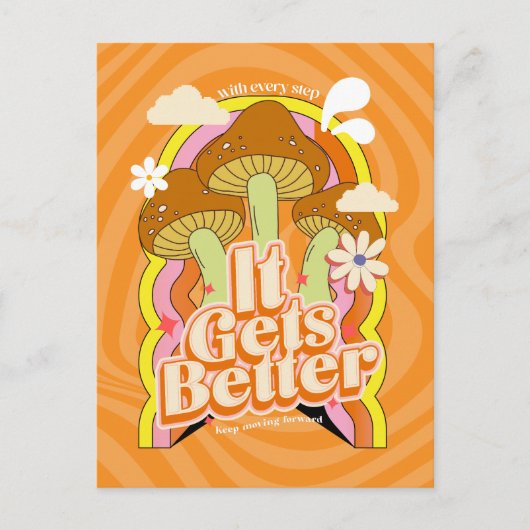 Het wordt beter | Goede Vibes & Retro Groovy Voelt Briefkaart (Voorkant)